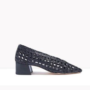 NIB MIISTA TAISSA BLACK WOVEN LEATHER HEELS 9 (39)
